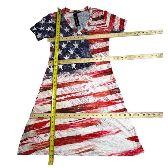 NWT David Cline V-Neck Short Sleeve T-Shirt Dress SZ Small Patriotic $119 - Picture 16 of 16